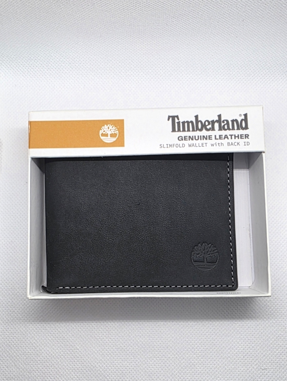 Timberland Black Genuine Leather Slimfold Wallet, Brand New
